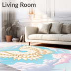 Gold Trimmed White Angelic Wings Sky Rug