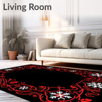 Crimson Snowflake Vine Frame Rug