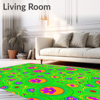 Vibrant green floral medallions Rug