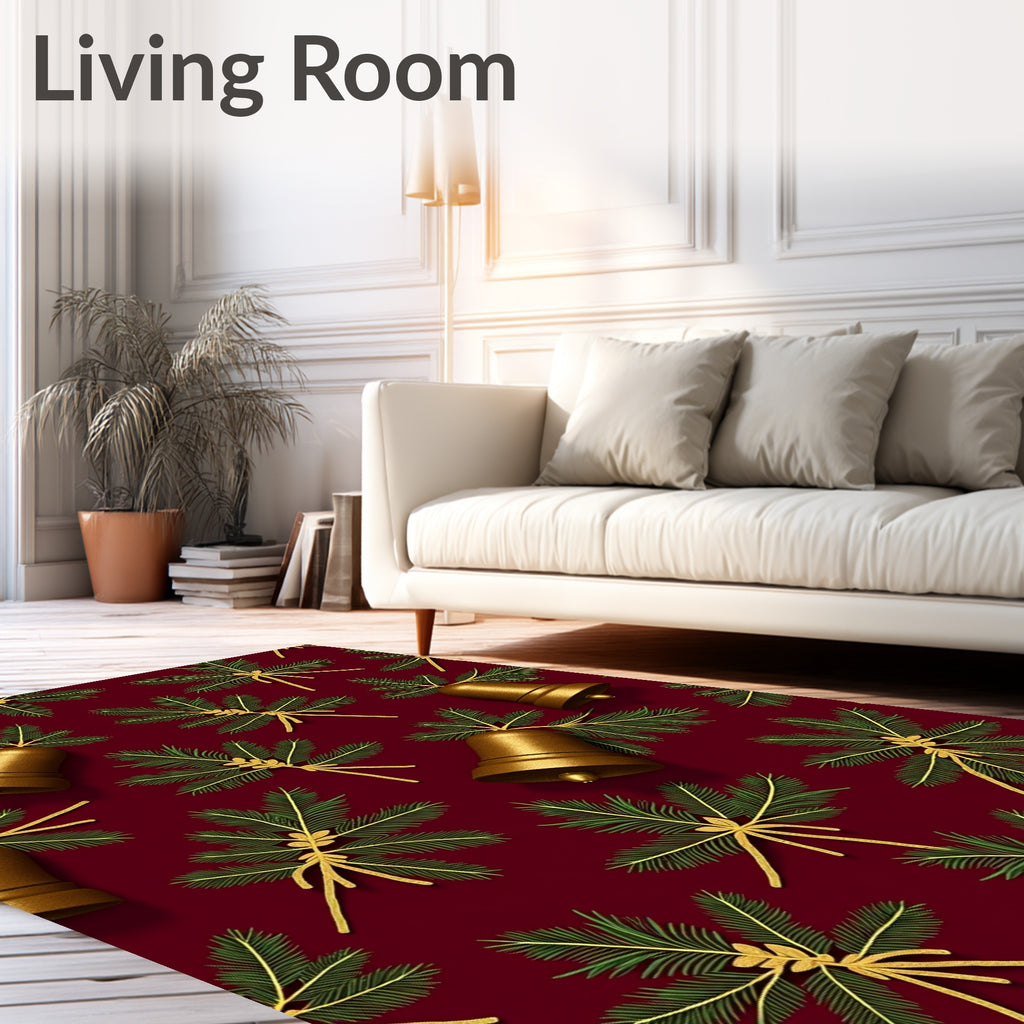 Golden Bells and Pine Sprigs Holidays Rug