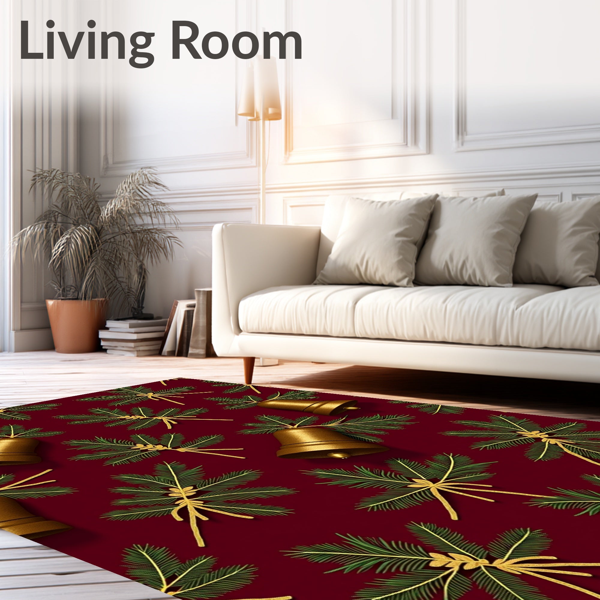 Golden Bells and Pine Sprigs Holidays Rug