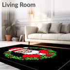 Classic Red Santa Wreath Christmas Rug