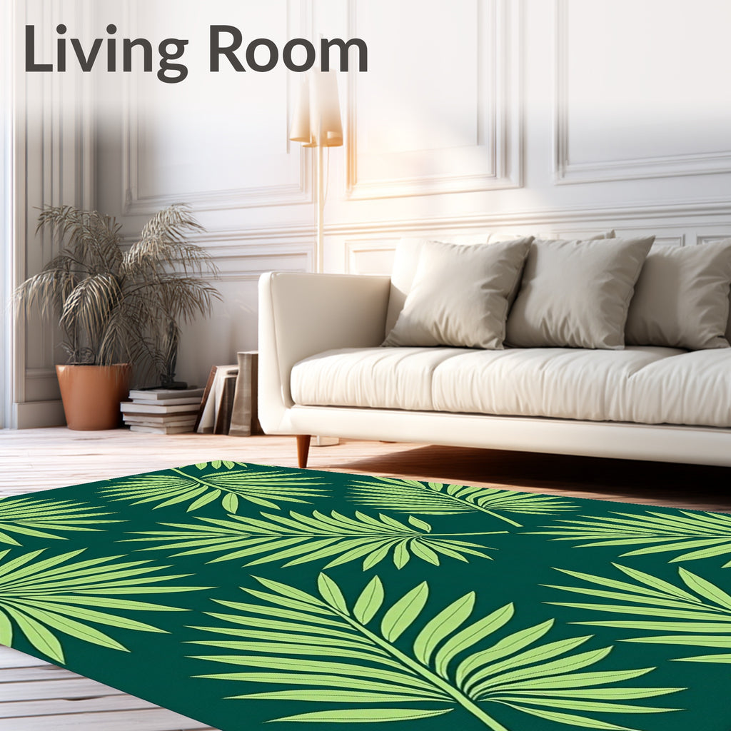Verdant Palm Fronds Repeating Field Rug