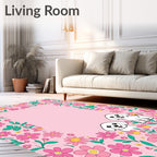 Whimsical Pink Floral Puppy Medley Rug