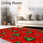 Green Jingle Bells Red Christmas Rug