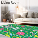 Green Skeleton Floral Garden Rug