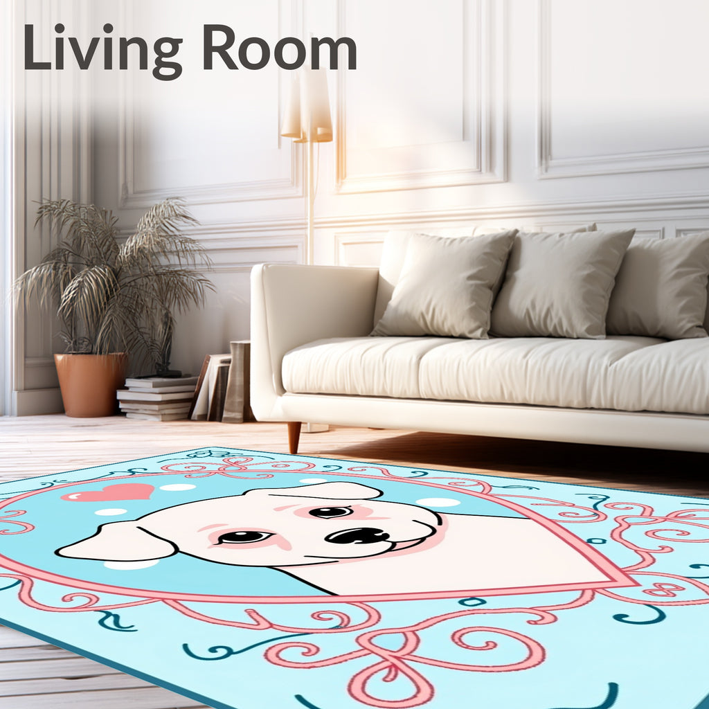 Whimsical Puppy Heart Oval Border Rug