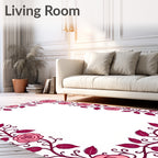 Pink Rose Garland Border Rug