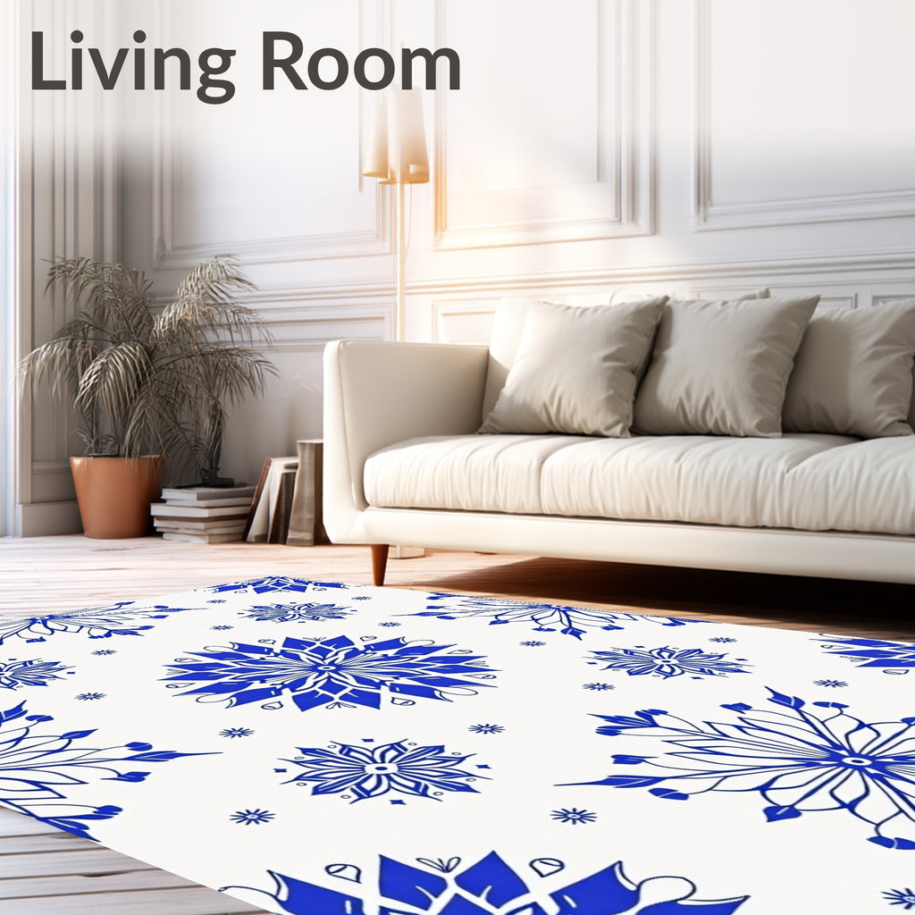 Vintage Blue Floral Medallion Rug
