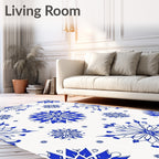Vintage Blue Floral Medallion Rug