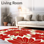Bold Red Floral Medallion Vines Rug