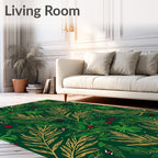 Emerald Green Festive Foliage Stars Rug