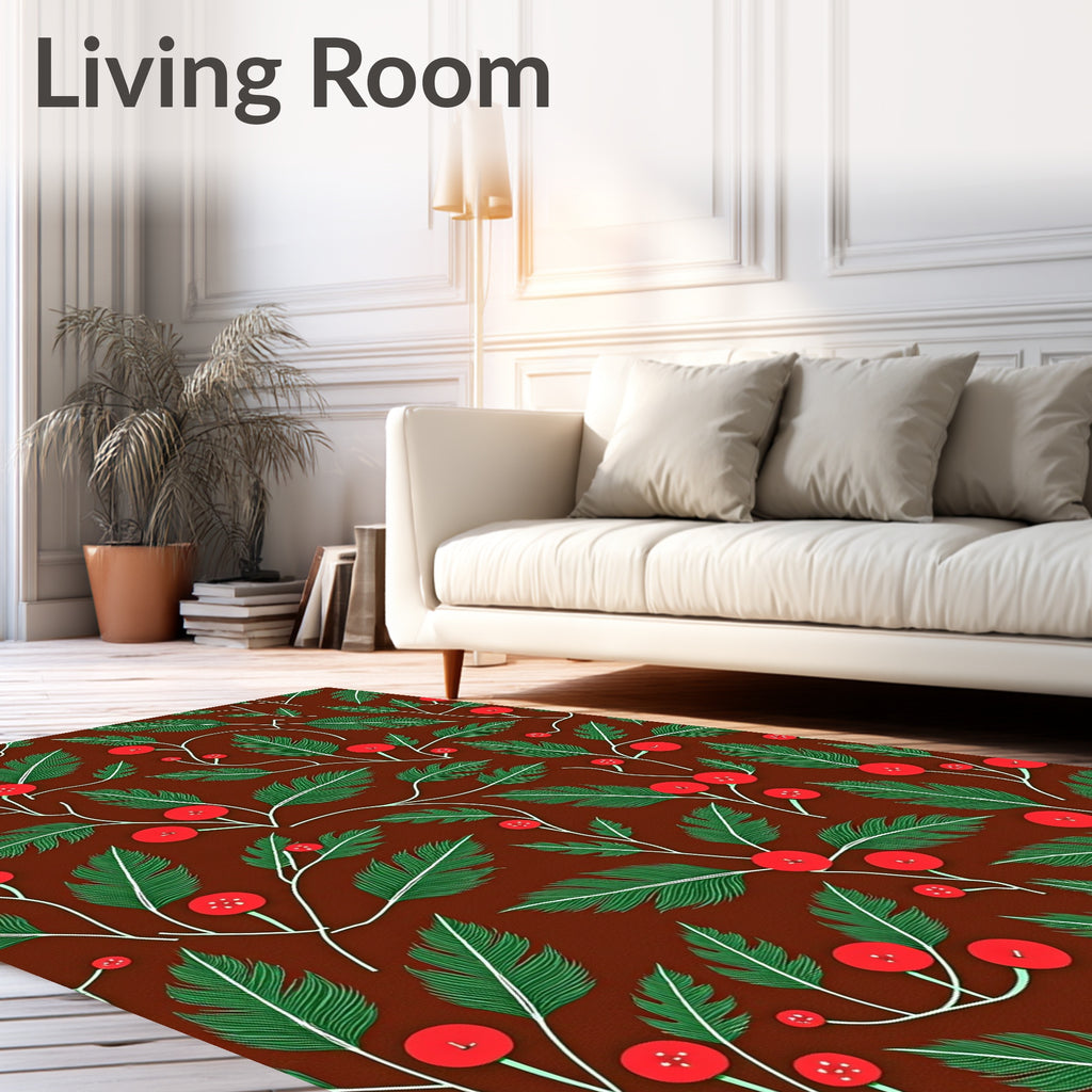 Crimson Berry Pine Branch Trail Rug