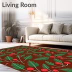 Crimson Berry Pine Branch Trail Rug
