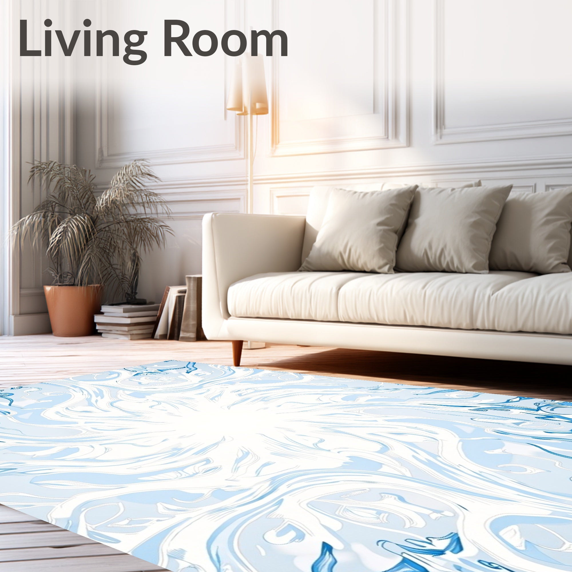 Abstract Blue Whirling Energy Swirl Rug