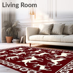 Crimson Deer Herd Border Rug