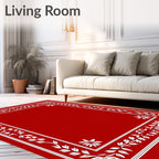 Crimson White Floral Border Rug