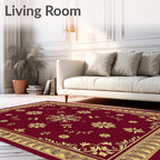 Regal Red Floral Medallion Border Rug
