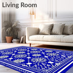 Bold Royal Blue Radial Starburst Rug
