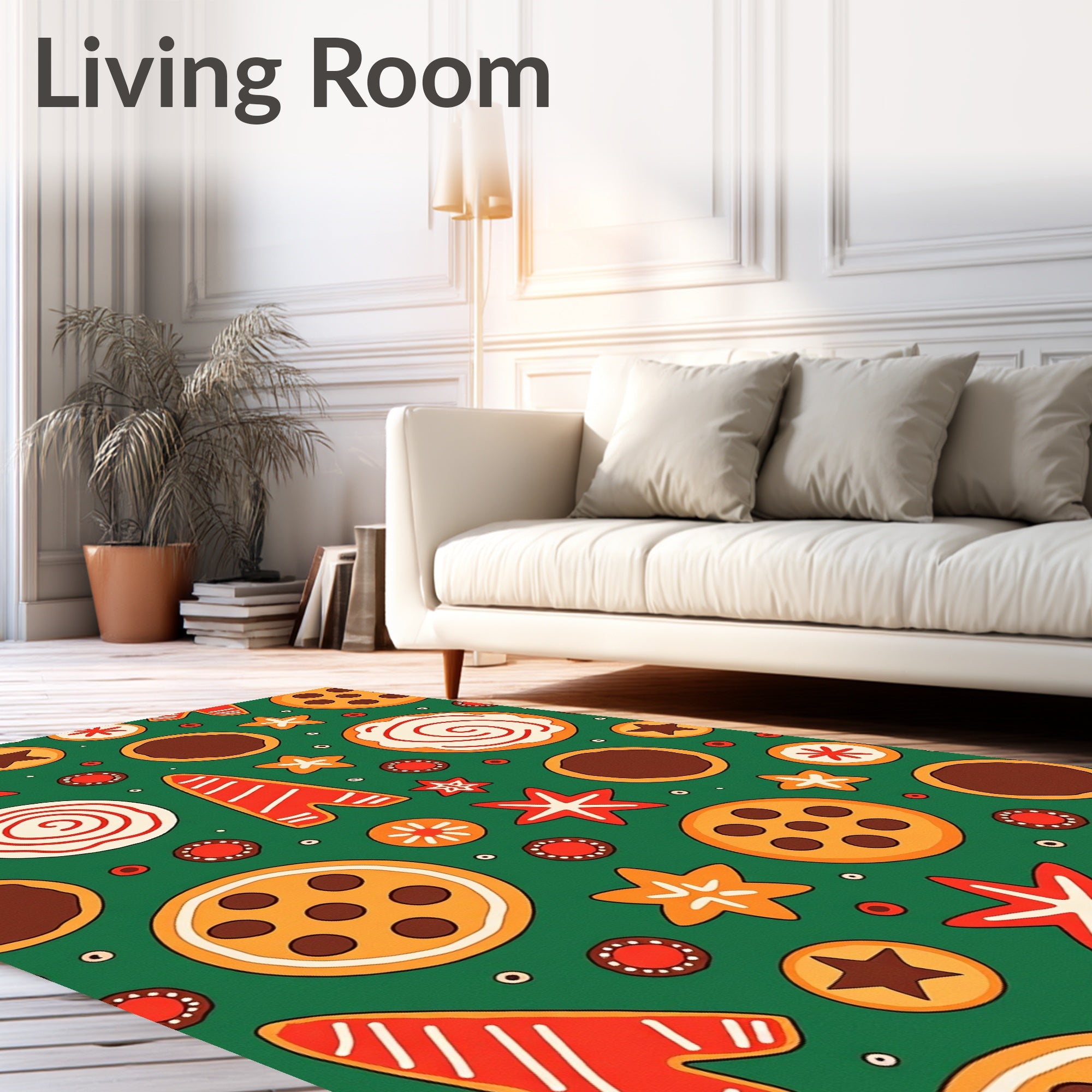 Christmas Cookie Gingerbread Star Swirl Rug