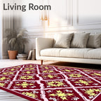 Crimson Yellow Floral Lattice Rug