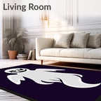 Spooky Ghost Halloween Purple Background Rug