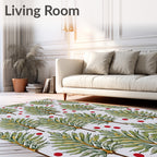 Green Leafy Palm Trees Red Dots Rug