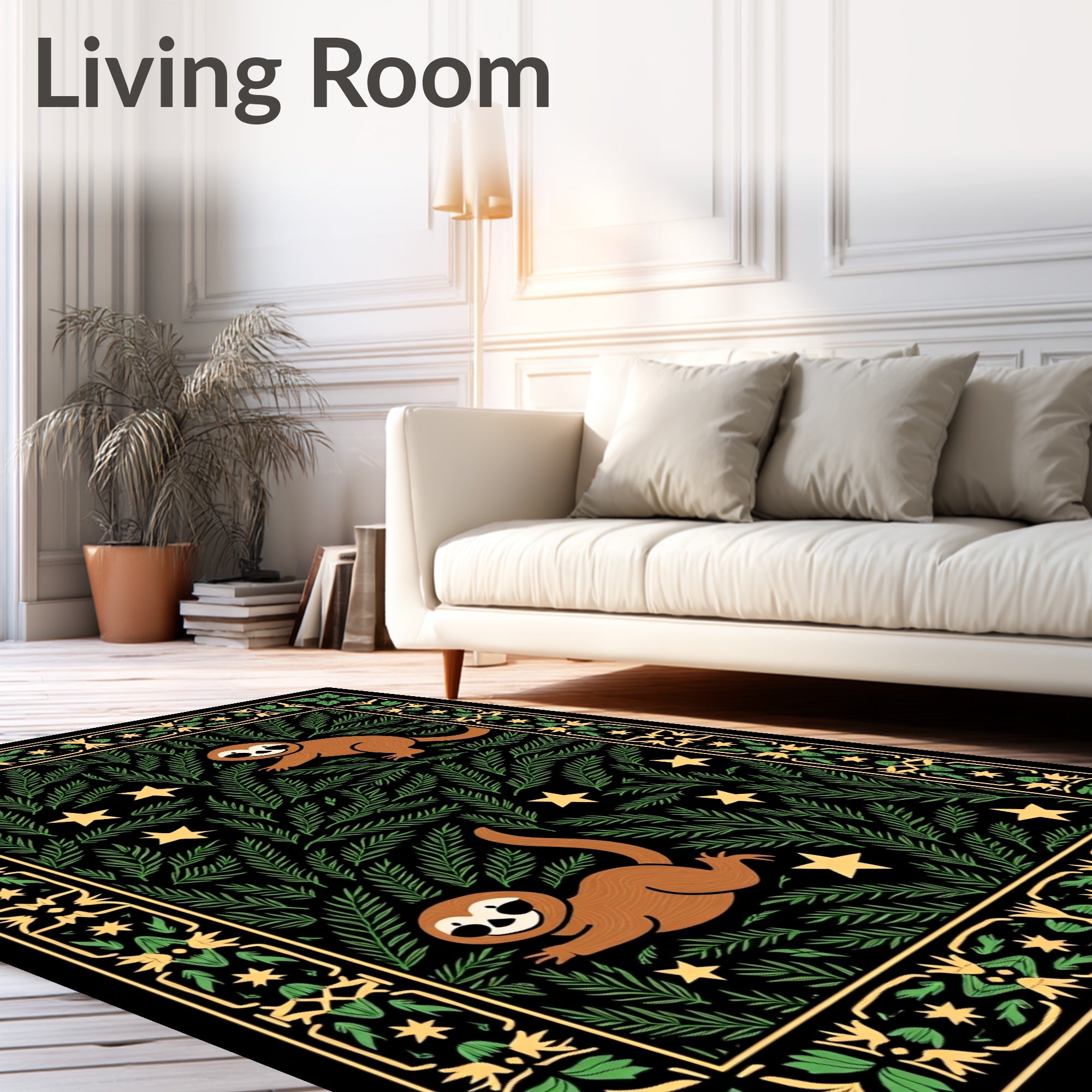 Whimsical Sloth Forest Starry Charm Rug