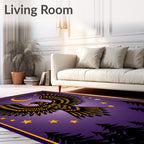 Golden Eagle Moonlit Starry Night Forest Rug