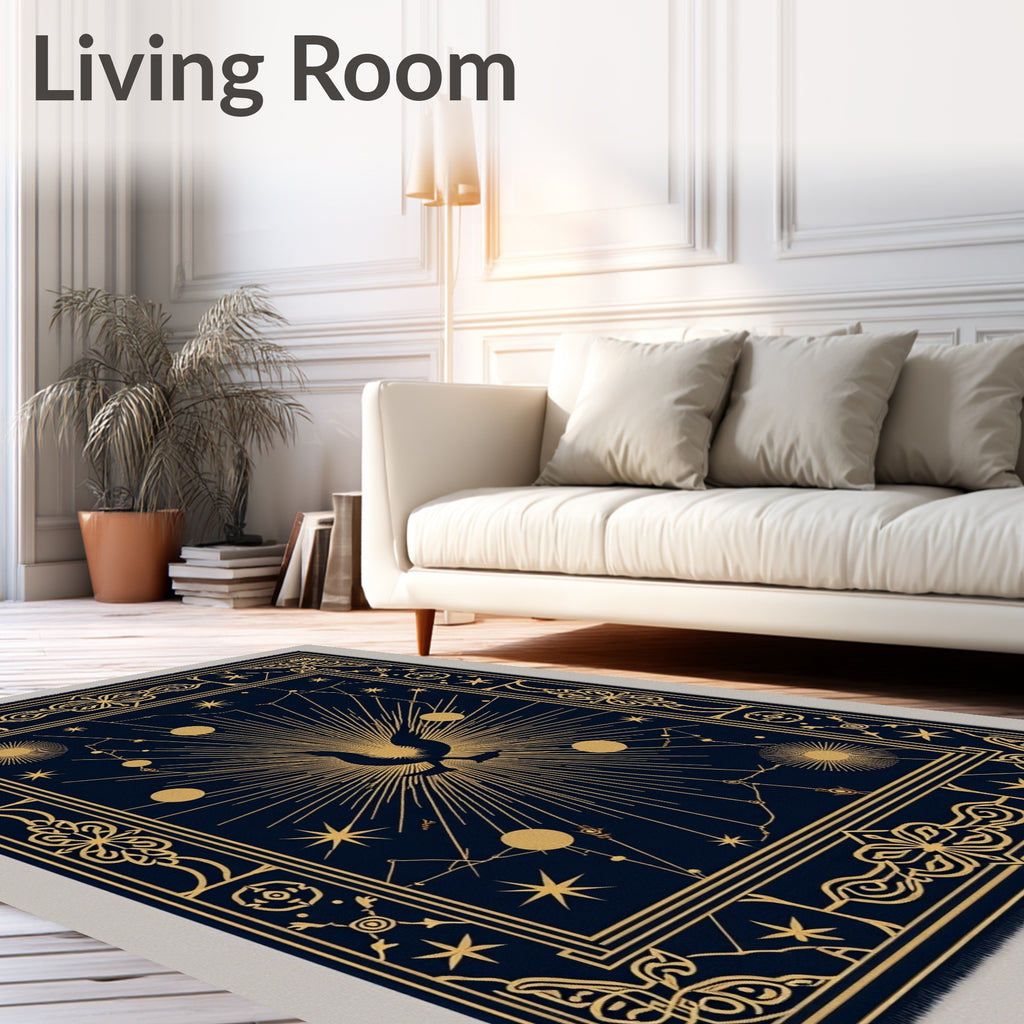 Cosmic Celestial Sunburst Constellation Rug