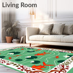 Orange Fish Pond Lily Pad Border Rug