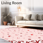 Crimson Floral Monogrammed Lattice Rug