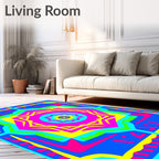 Vibrant Geometric Starburst Mandala Rug