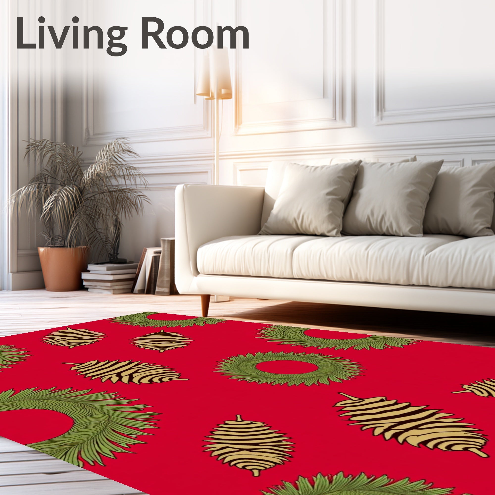 Festive Green Wreath Pinecone Holiday Rug