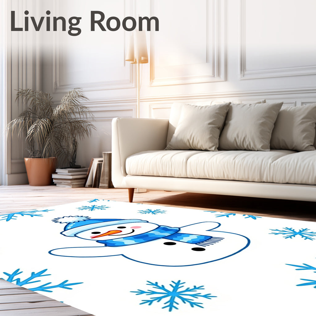 Blue Snowman With Orange Nose And Scarf Rug
