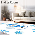 Blue Snowman With Orange Nose And Scarf Rug