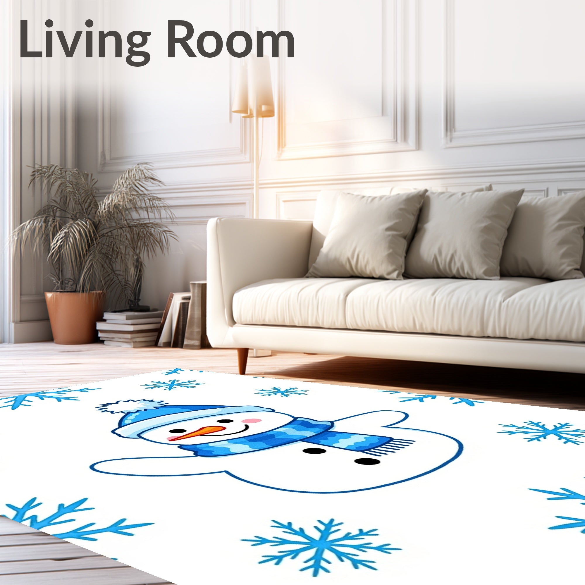 Blue Snowman With Orange Nose And Scarf Rug