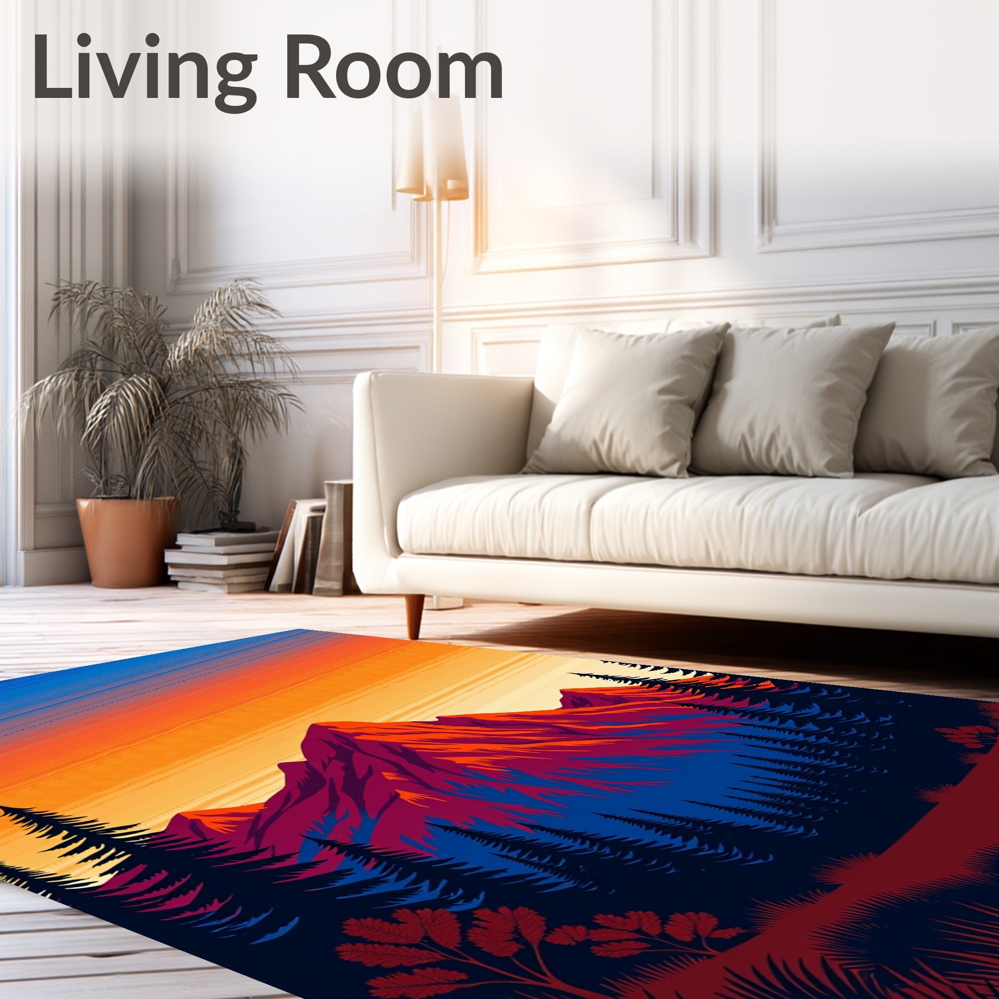 Crimson Peaks Sunset Sky Landscape Rug