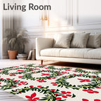 Red Berry Green Leaf Wreath Rug