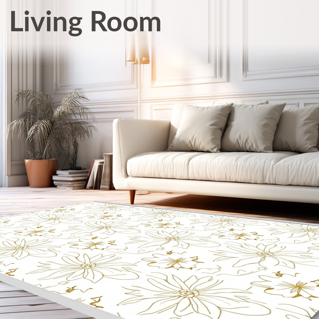 Golden Line Art Floral Repeats Rug