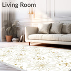 Golden Line Art Floral Repeats Rug