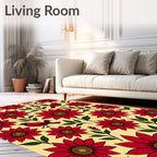 Whimsical Red Bird Floral Garden Rug