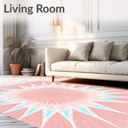 Blush Teal Starburst Sunburst Rug