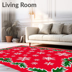 Winter Wonderland Snowflake Holly Garland Rug