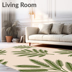 Green Fern Frond Repeating Pattern Rug