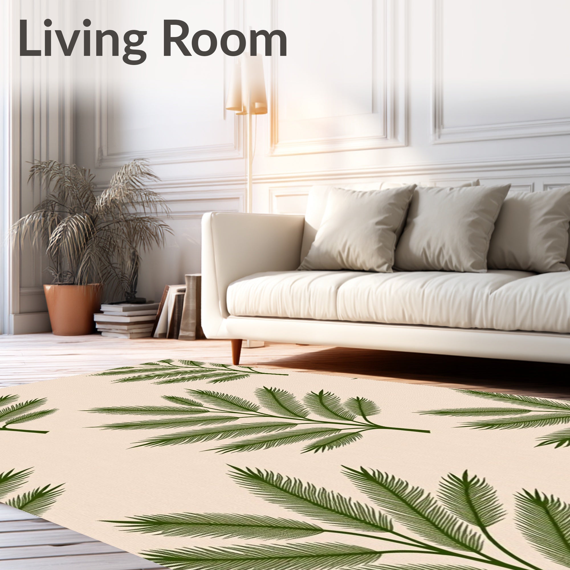 Green Fern Frond Repeating Pattern Rug