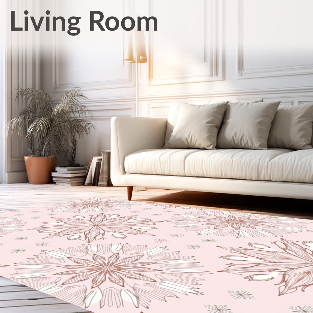 Rose Gold Floral Medallion Background Rug
