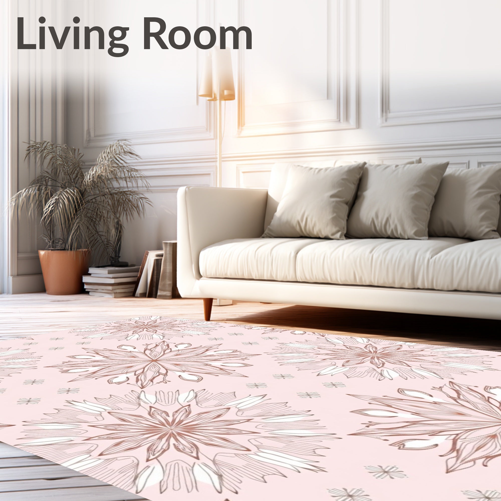 Rose Gold Floral Medallion Background Rug
