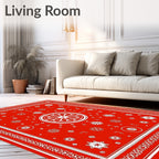 Bright Red Folk Art Medallion Rug