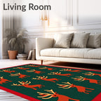 Deep Green Reindeer Holiday Scatter Rug